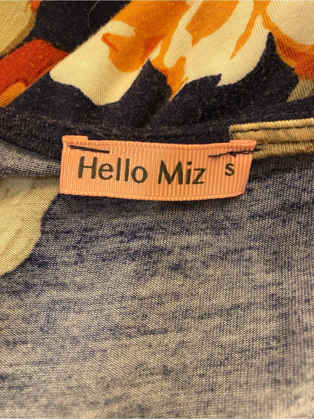 Hello MIZ Navy Maxi Dress with Orange and Cream Floral Print- Size Small - Picture 7 of 8
